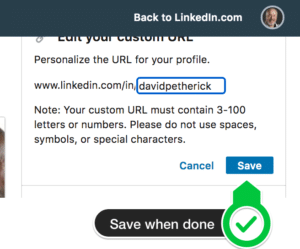 Save Option to confirm custom URL
