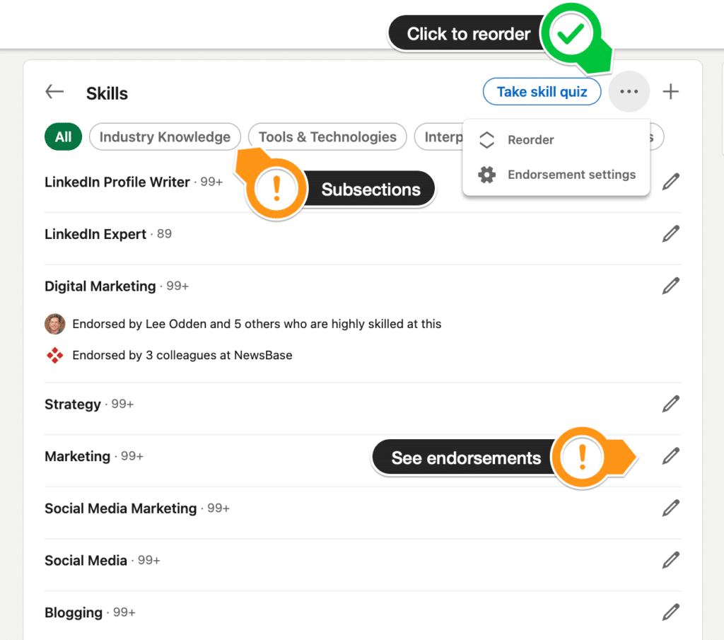 30 LinkedIn Tips: #15/30 - Select & Sort your Skills - The Doctor is In ...