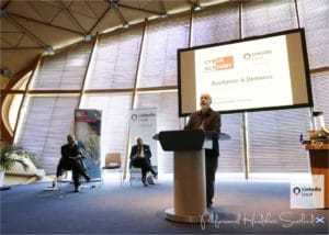 David Petherick moderating public lecture at Edinburgh Napier University, April 2018