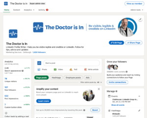 The Doctor is In Company Page on LinkedIn - Admin View