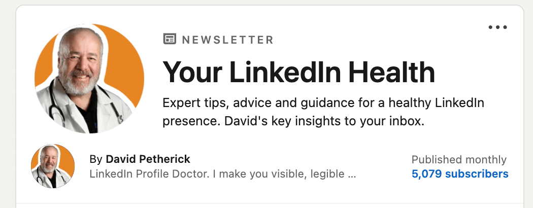 David Petherick's LinkedIn Newsletter