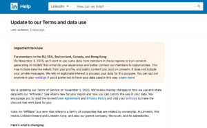 Update to Terms and Data Use